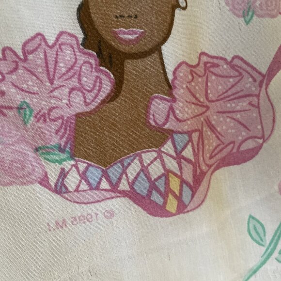 Vintage Dan River Barbie Flat Sheet Twin Size Floral & Ballerina Print Fabric - Picture 8 of 9